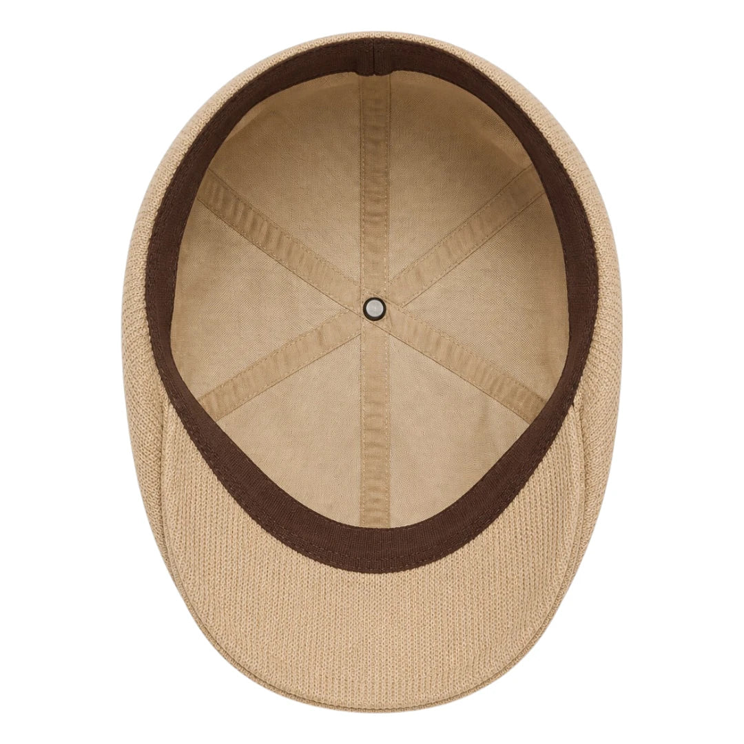 So Q Caps Heritage Stripe Beige Flat Cap